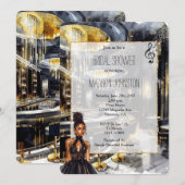 Black Gold Night Club Girl in Dress Vrijgezellenfe Kaart (Voorkant / Achterkant)