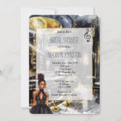 Black Gold Night Club Girl in Dress Vrijgezellenfe Kaart (Voorkant)