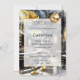 Black Gold Night Club Party Disco Ball Verjaardag Kaart