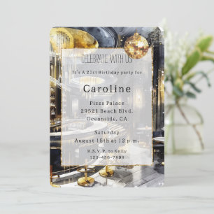 Black Gold Night Club Party Disco Ball Verjaardag Kaart