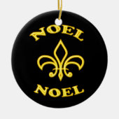 Black Gold Noel Fleur de Lis Keramisch Ornament (Voorkant)