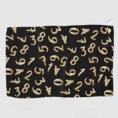 Black Gold Numbers Luxury Pattern Chic Accountant Golfhanddoek (Horizontaal)
