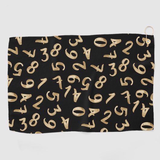 Black Gold Numbers Luxury Pattern Chic Accountant Golfhanddoek (Horizontaal)