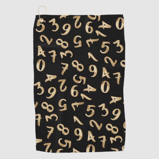 Black Gold Numbers Luxury Pattern Chic Accountant Golfhanddoek (Voorkant)