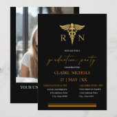 Black Gold Nurse graduation party neutral gender  (Voorkant / Achterkant)