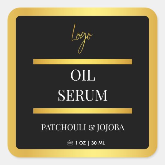Black & Gold Oil Serum Label Sticker (Voorkant)