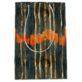 Black gold orange Art Nouveau stripes Medium Cadeauzakje (Voorkant)