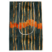 Black gold orange Art Nouveau stripes Medium Cadeauzakje (Achterkant)