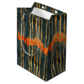 Black gold orange Art Nouveau stripes Medium Cadeauzakje (Achterkant Gekanteld)