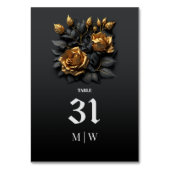 Black Gold Oranje Rozen Gothic Monogram Weddenscha Kaart (Achterkant)