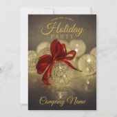 Black Gold Ornament Corporate Holiday Party Kaart (Voorkant)