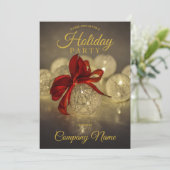 Black Gold Ornament Corporate Holiday Party Kaart (Staand voorkant)