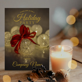 Black Gold Ornament Corporate Holiday Party Kaart