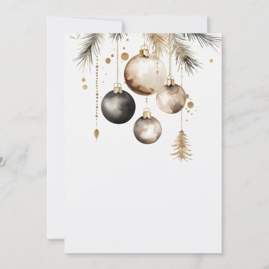 Black Gold Ornament Exchange Kerstfeest Kaart (Achterkant)