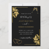 Black Gold Ornamenten bruiloft uitnodiging Sjabloo (Voorkant)