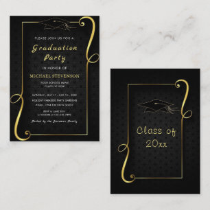 Black Gold Ornamenten Framed Afstuderen Invitation Notitiekaartje