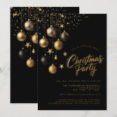 Black Gold Ornamenten Sparkle Stars Kerstfeest Kaart (Voorkant / Achterkant)