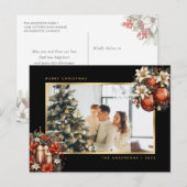 Black Gold Ornaments Botanical Photo Christmas Feestdagenkaart (Voorkant / Achterkant)