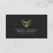 Black Gold Owl Minimal Notary Loan Signing Agent Visitekaartje (Voorkant)