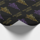 Black Gold Paars Elegant Chic-kerstboomster Cadeaupapier (Hoek)