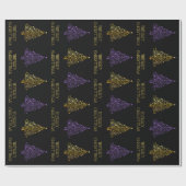 Black Gold Paars Elegant Chic-kerstboomster Cadeaupapier (Vlak)