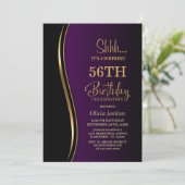 Black Gold Paarse verrassingsverjaardagsfeestje Kaart (Staand voorkant)