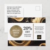 Black Gold Paint Swirls Coupon Korting Briefkaart (Voorkant / Achterkant)