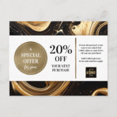 Black Gold Paint Swirls Coupon Korting Briefkaart (Voorkant)