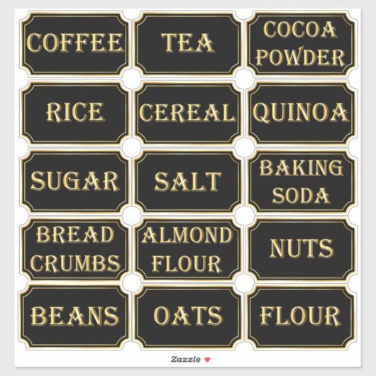 Black & Gold Pantry Label Stickers (Vel)