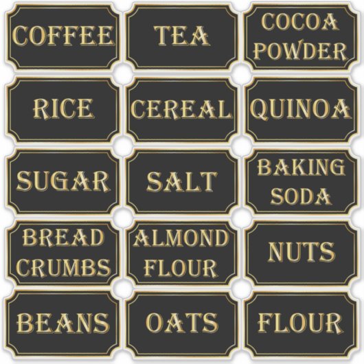 Black & Gold Pantry Label Stickers (Voorkant)