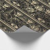 Black Gold Papyrus Antiek Egyptisch Floral Lotus Cadeaupapier (Hoek)