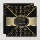 Black Gold Party Kaart (Voorkant / Achterkant)