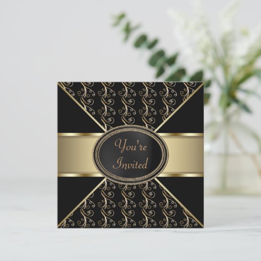 Black Gold Party Kaart (Staand voorkant)