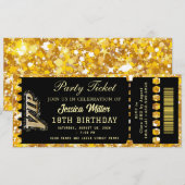 Black & Gold Party Ticket Kaart (Voorkant / Achterkant)