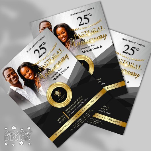 Black & Gold Pastoral Jubileum Church Event Flyer