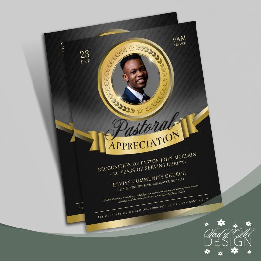 Black & Gold Pastoral Waardering Herkenning Flyer