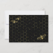 Black Gold Pattern RSVP Card Honey Bee Kaartje (Achterkant)