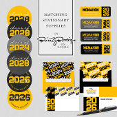 Black & Gold Paw Print Afstuderen Kaart