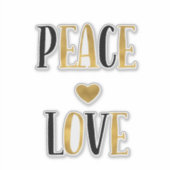 Black Gold Peace Love Heart Sticker (Voorkant)