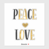 Black Gold Peace Love Heart Sticker (Vel)