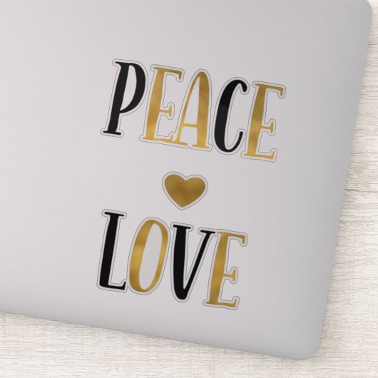 Black Gold Peace Love Heart Sticker (Detail)