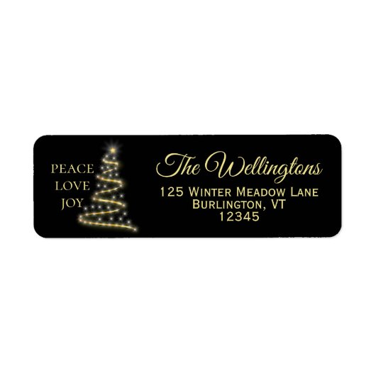 Black Gold|Peace Love Joy-kerstretour-adres Etiket (Voorkant)