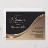 Black Gold Pensioen Party Uitnodiging (Voorkant)