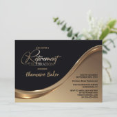 Black Gold Pensioen Party Uitnodiging (Staand voorkant)