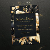Black & Gold Peony Gothic Save the Date