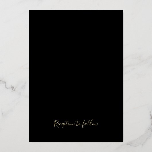 Black & Gold Peony Modern Floral Wedding Folie Uitnodiging (Achterkant)