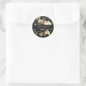 Black & Gold Peony Wedding Round Sticker (Tas)