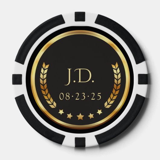 Black & Gold Personalized Casino Chips (Voorkant)