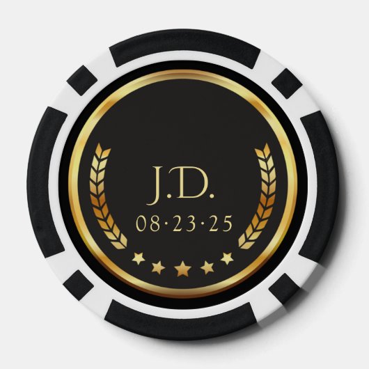 Black & Gold Personalized Casino Chips (Achterkant)