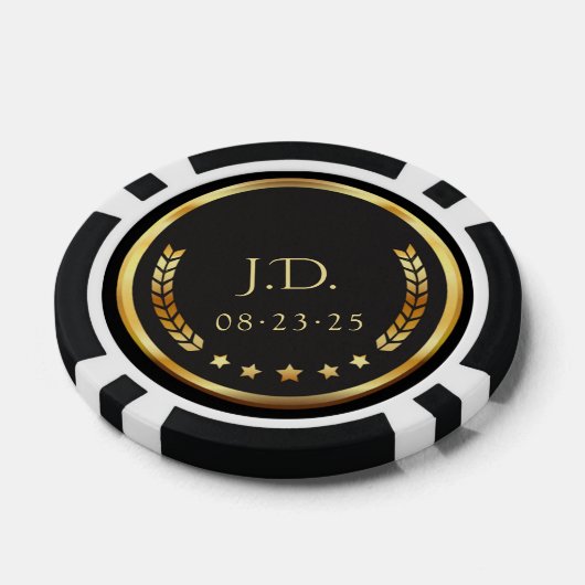 Black & Gold Personalized Casino Chips (Enkel)
